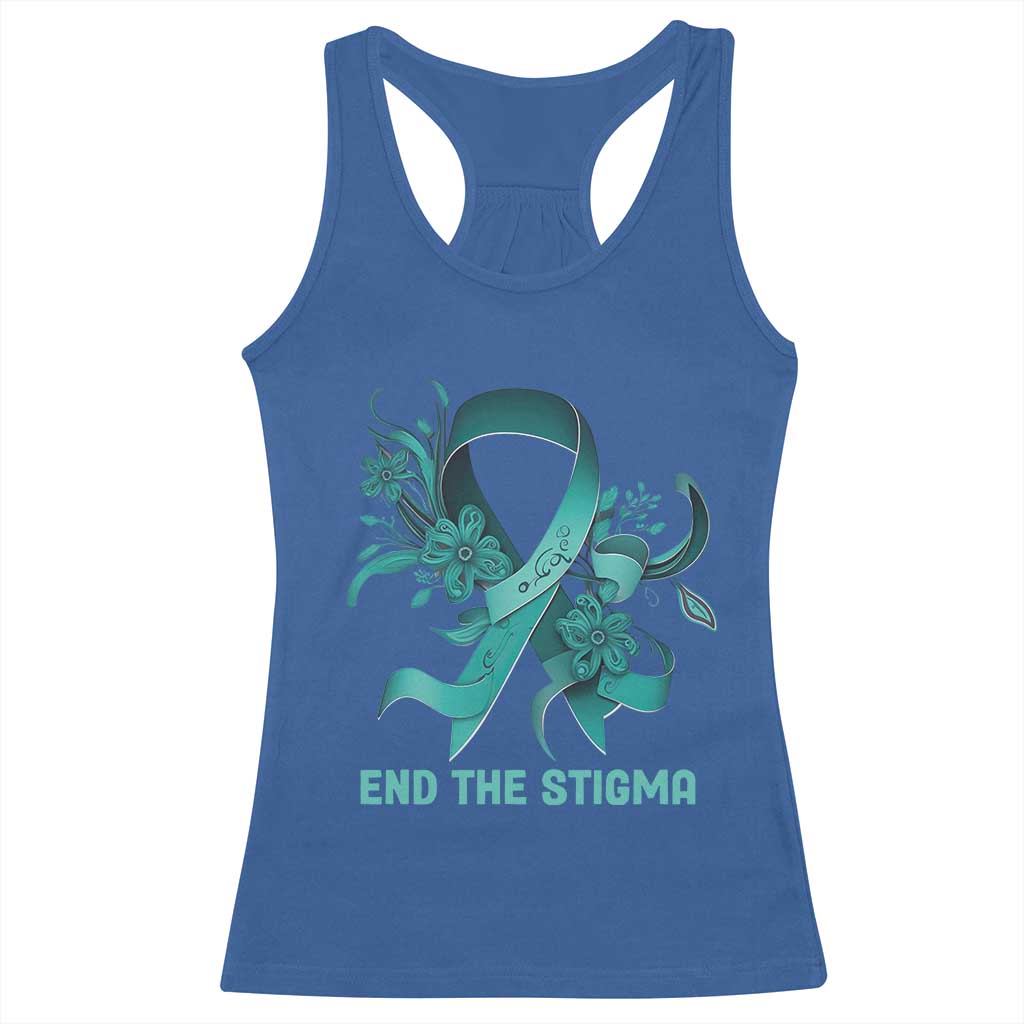 Sexual Assault Awareness Racerback Tank Top End The Stigma Teal Floral Ribbon