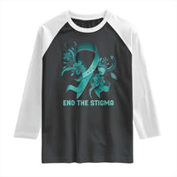 Sexual Assault Awareness Raglan Shirt End The Stigma Teal Floral Ribbon