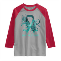 Sexual Assault Awareness Raglan Shirt End The Stigma Teal Floral Ribbon