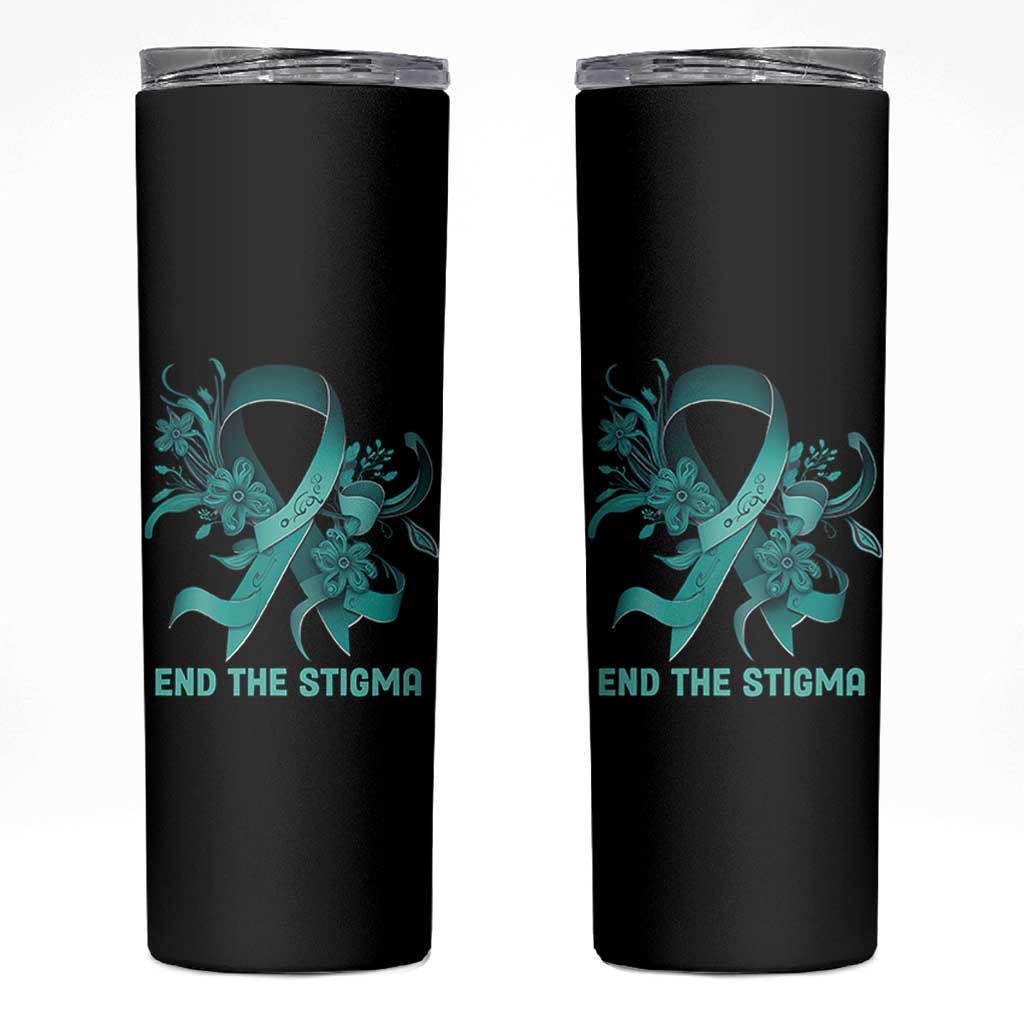 Sexual Assault Awareness Skinny Tumbler End The Stigma Teal Floral Ribbon