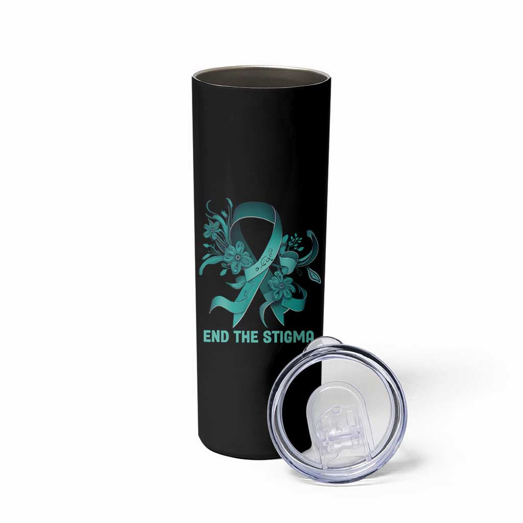 Sexual Assault Awareness Skinny Tumbler End The Stigma Teal Floral Ribbon