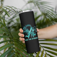 Sexual Assault Awareness Skinny Tumbler End The Stigma Teal Floral Ribbon