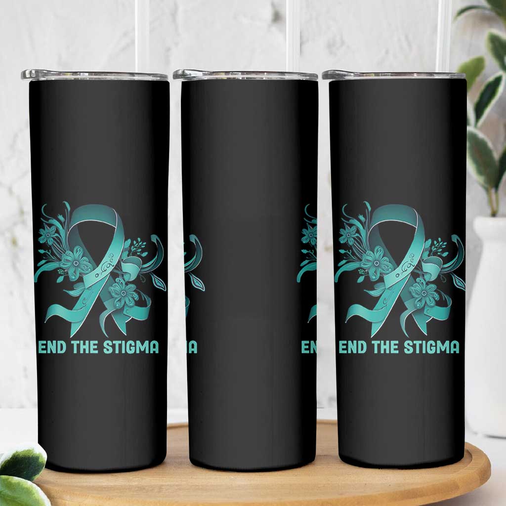 Sexual Assault Awareness Skinny Tumbler End The Stigma Teal Floral Ribbon