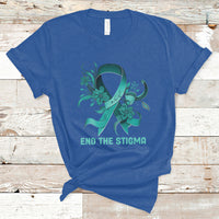 Teal Floral Ribbon Sexual Assault Awareness Month End The Stigma, Sexual Assault Awareness Shirt T-Shirt - Wonder Print Shop