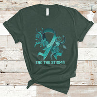 Teal Floral Ribbon Sexual Assault Awareness Month End The Stigma, Sexual Assault Awareness Shirt T-Shirt - Wonder Print Shop
