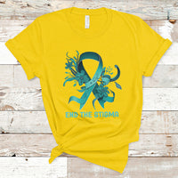 Teal Floral Ribbon Sexual Assault Awareness Month End The Stigma, Sexual Assault Awareness Shirt T-Shirt - Wonder Print Shop
