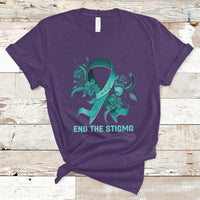 Teal Floral Ribbon Sexual Assault Awareness Month End The Stigma, Sexual Assault Awareness Shirt T-Shirt - Wonder Print Shop