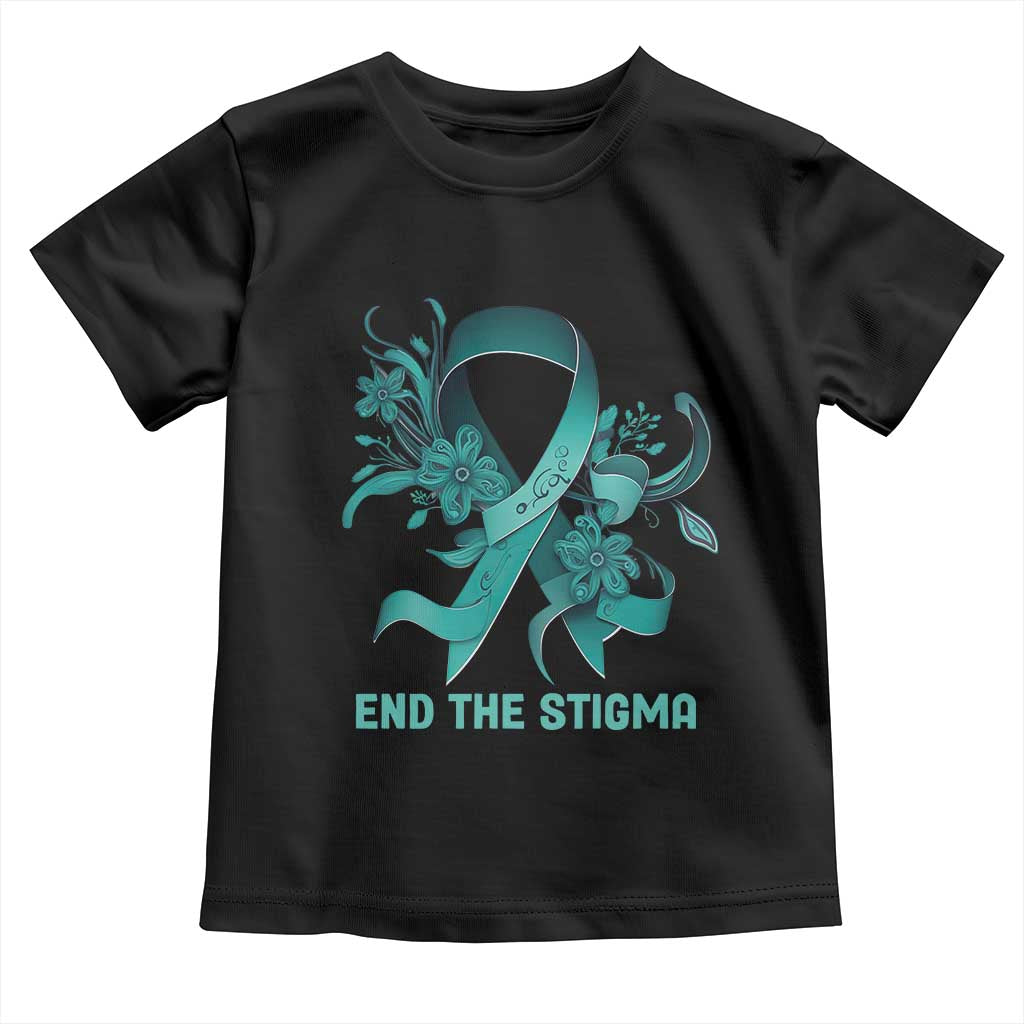 Sexual Assault Awareness Toddler T Shirt End The Stigma Teal Floral Ribbon