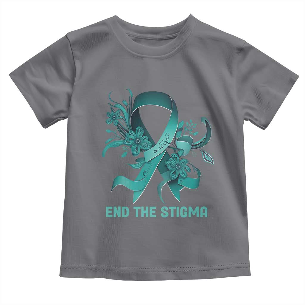 Sexual Assault Awareness Toddler T Shirt End The Stigma Teal Floral Ribbon