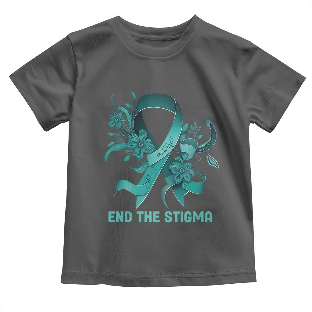 Sexual Assault Awareness Toddler T Shirt End The Stigma Teal Floral Ribbon
