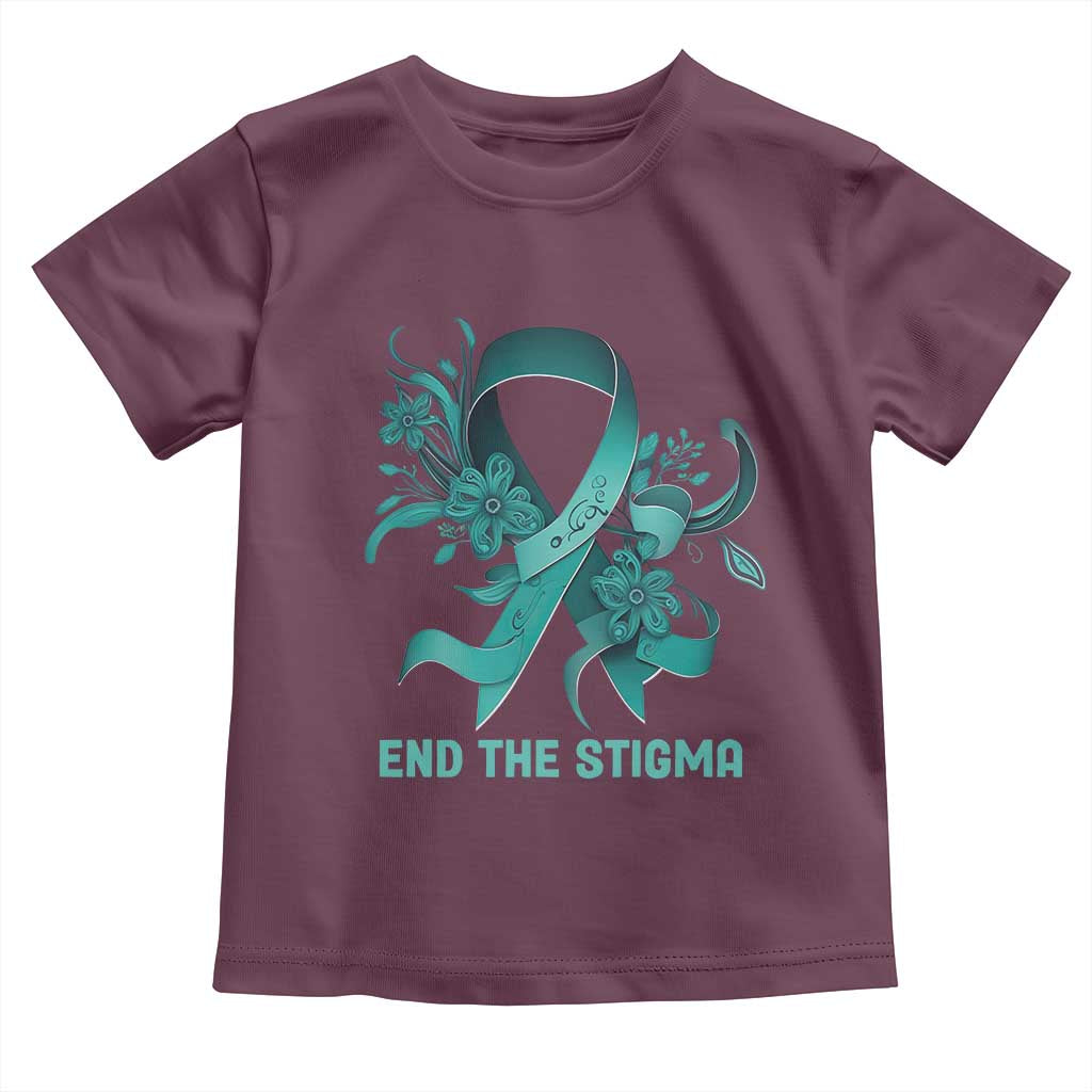 Sexual Assault Awareness Toddler T Shirt End The Stigma Teal Floral Ribbon