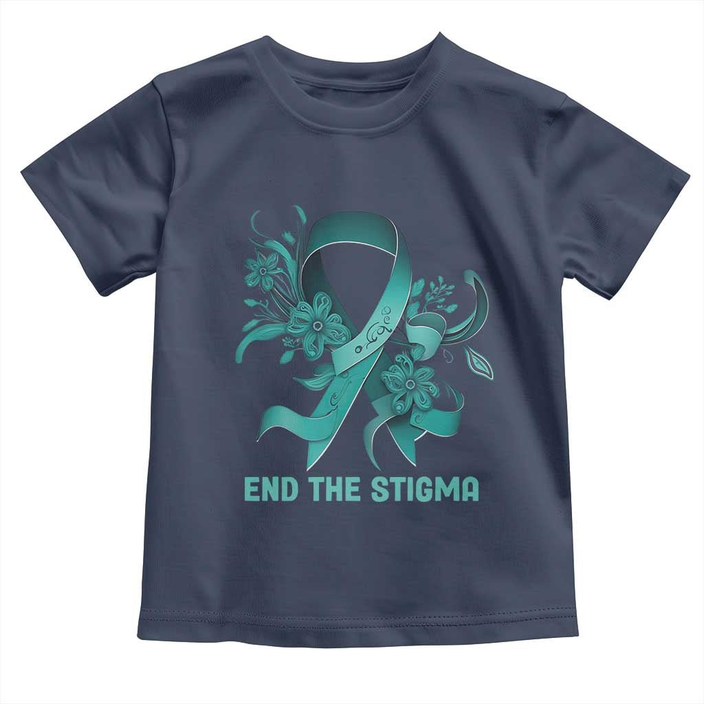 Sexual Assault Awareness Toddler T Shirt End The Stigma Teal Floral Ribbon