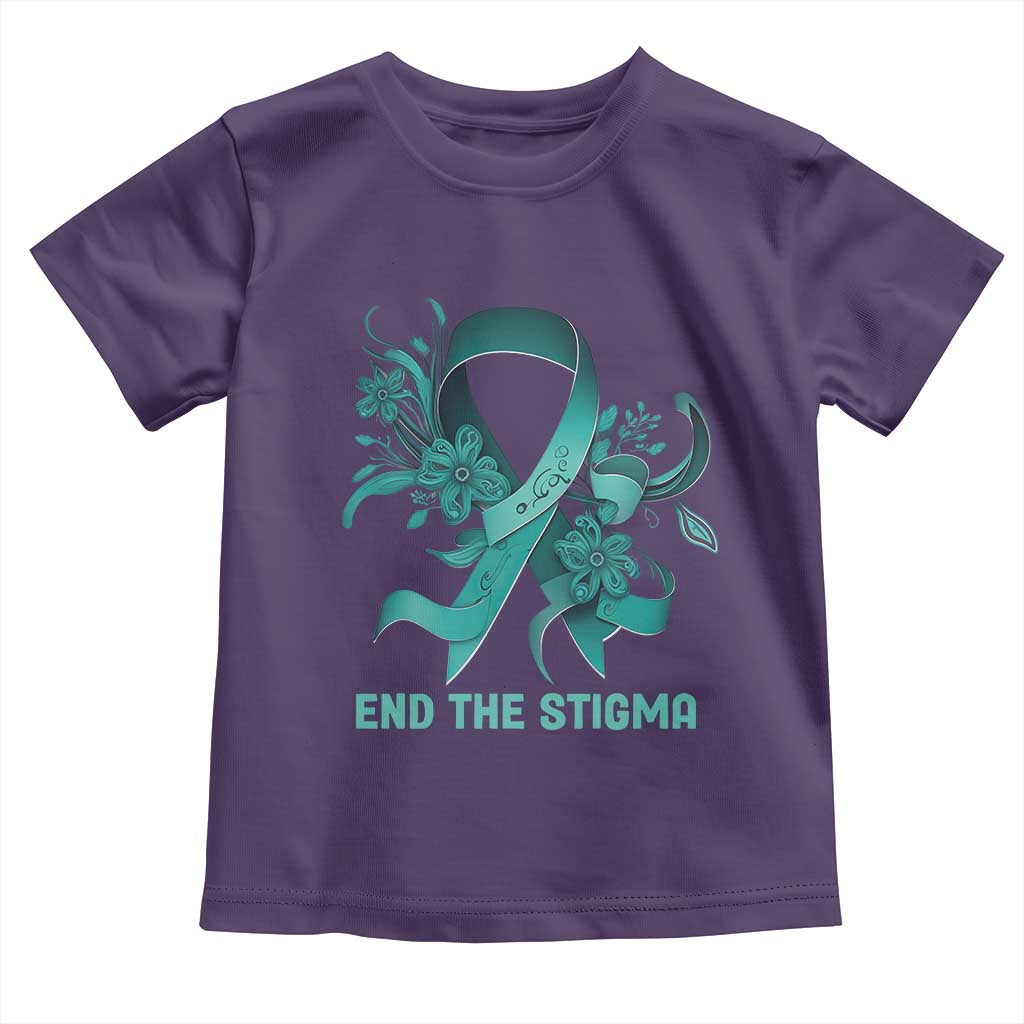 Sexual Assault Awareness Toddler T Shirt End The Stigma Teal Floral Ribbon