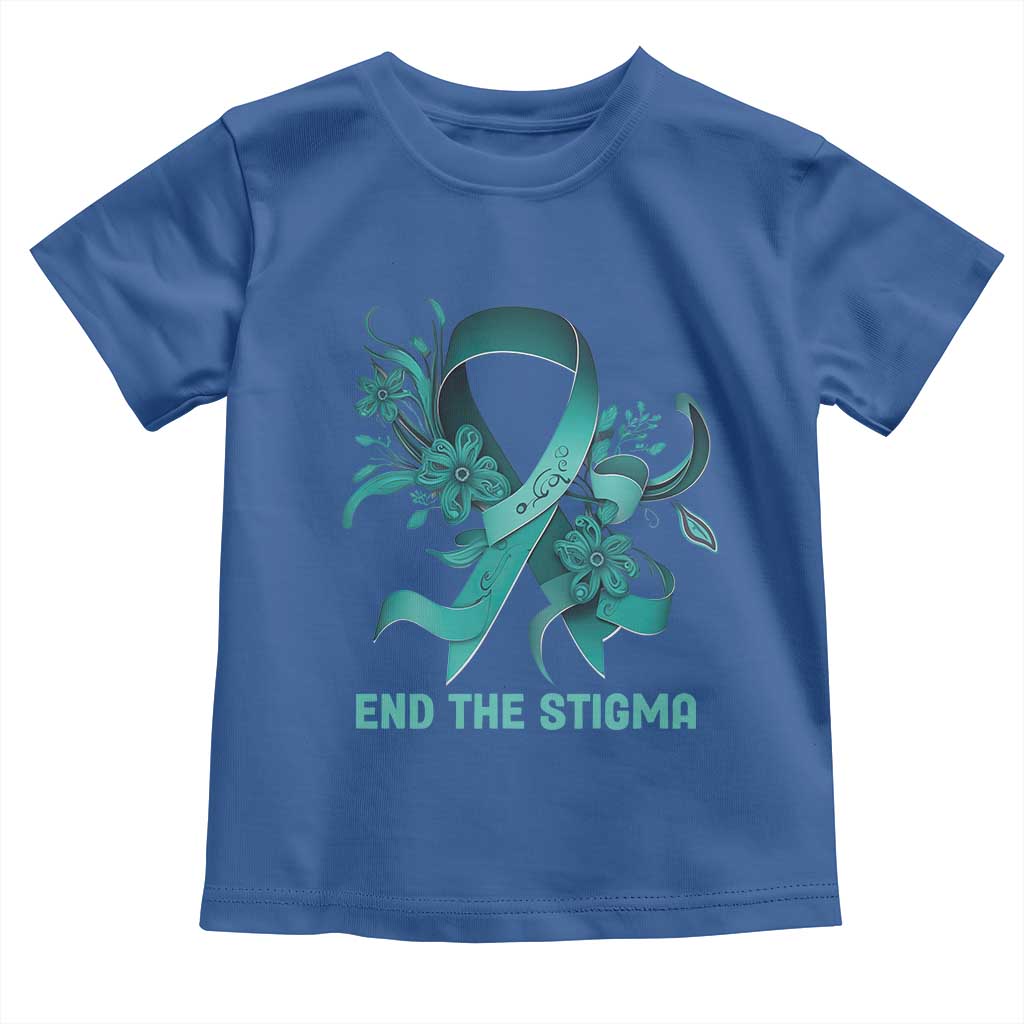 Sexual Assault Awareness Toddler T Shirt End The Stigma Teal Floral Ribbon