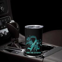 Sexual Assault Awareness Tumbler Cup End The Stigma Teal Floral Ribbon