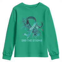 Sexual Assault Awareness Youth Sweatshirt End The Stigma Teal Floral Ribbon