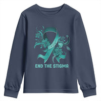Sexual Assault Awareness Youth Sweatshirt End The Stigma Teal Floral Ribbon