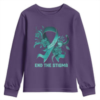 Sexual Assault Awareness Youth Sweatshirt End The Stigma Teal Floral Ribbon