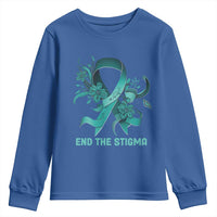 Sexual Assault Awareness Youth Sweatshirt End The Stigma Teal Floral Ribbon