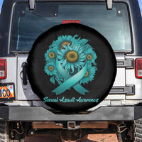 Sexual Assault Awareness Spare Tire Cover Teal Ribbon Sunflowers Support