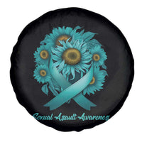 Sexual Assault Awareness Spare Tire Cover Teal Ribbon Sunflowers Support