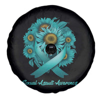 Sexual Assault Awareness Spare Tire Cover Teal Ribbon Sunflowers Support