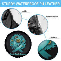 Sexual Assault Awareness Spare Tire Cover Teal Ribbon Sunflowers Support