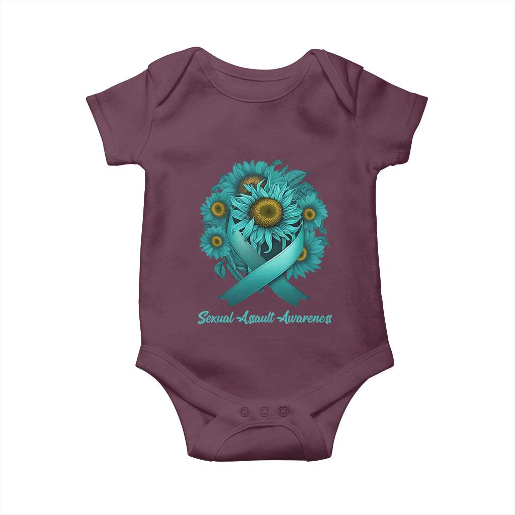 Sexual Assault Awareness Baby Onesie Teal Ribbon Sunflowers Support