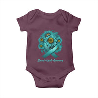 Sexual Assault Awareness Baby Onesie Teal Ribbon Sunflowers Support