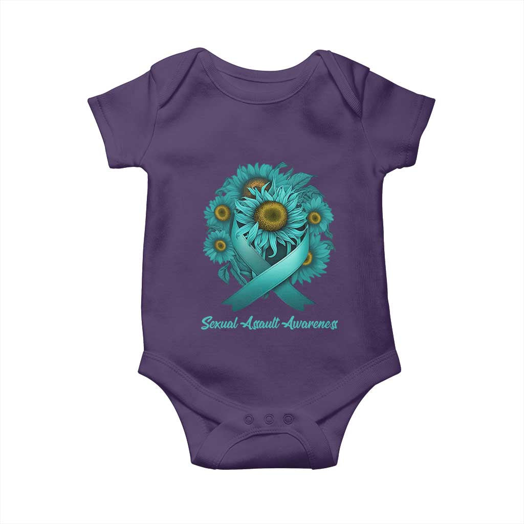 Sexual Assault Awareness Baby Onesie Teal Ribbon Sunflowers Support