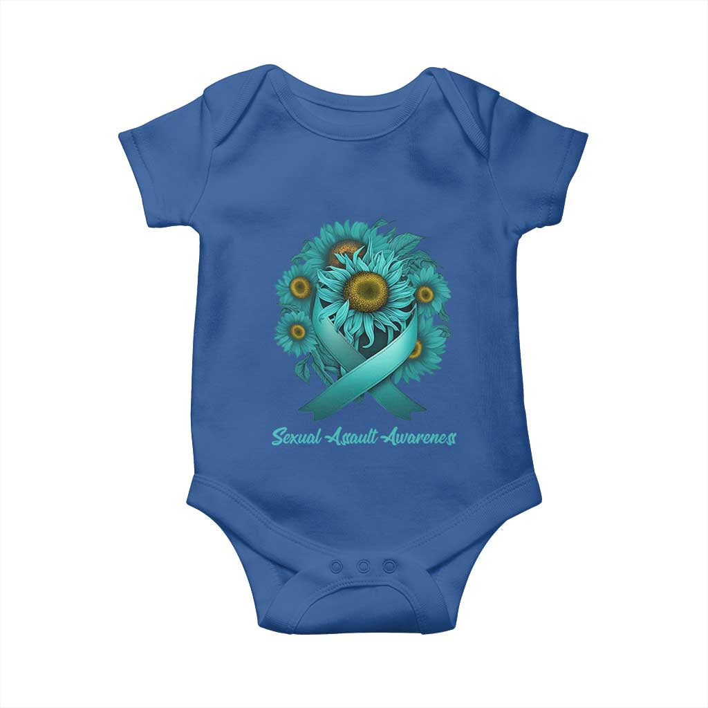 Sexual Assault Awareness Baby Onesie Teal Ribbon Sunflowers Support