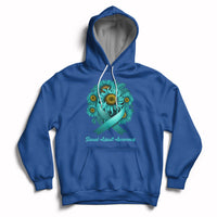 Sexual Assault Awareness Teal Sunflowers Ribbon End The Stigma, Sexual Assault Awareness Shirt Hoodie - Wonder Print Shop