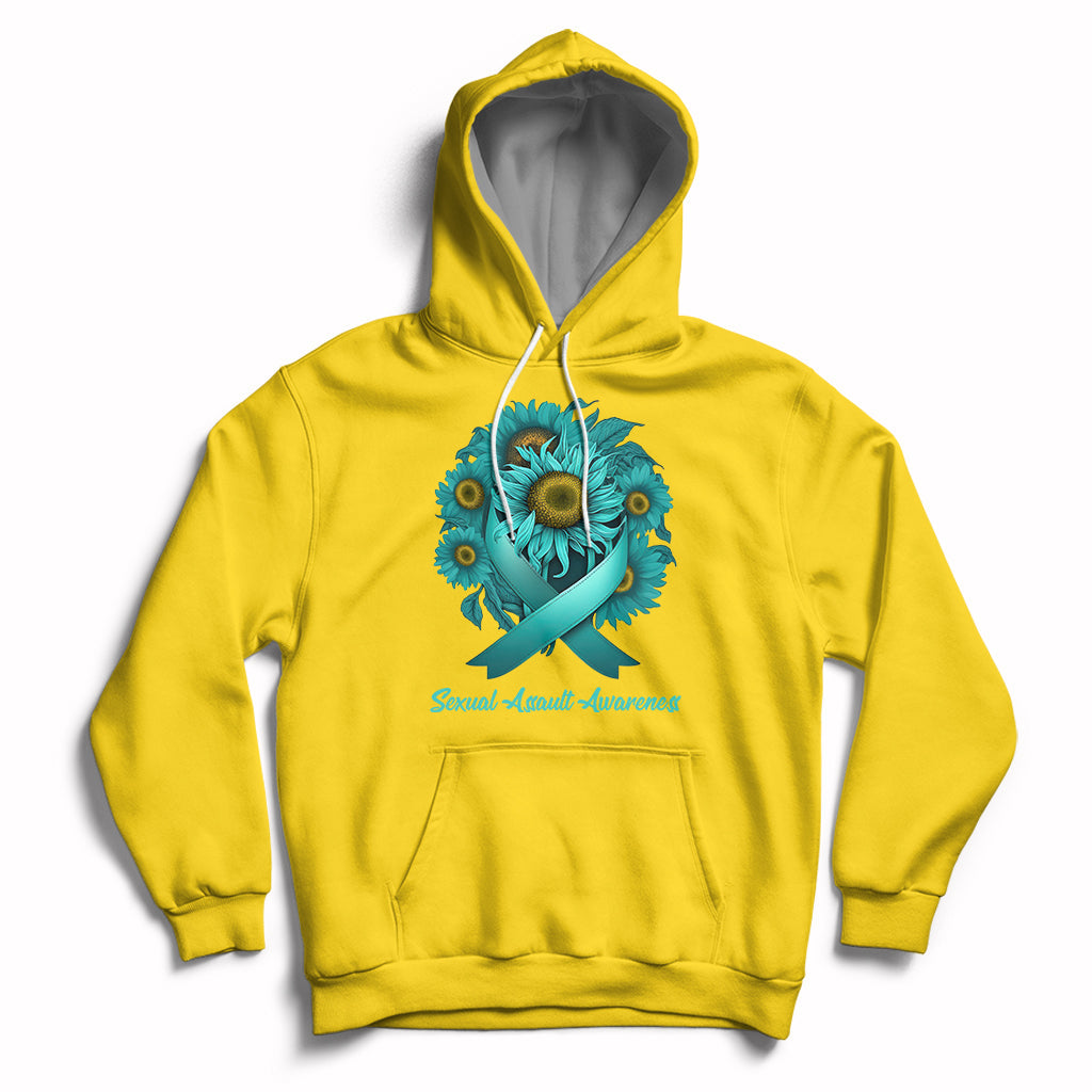 Sexual Assault Awareness Teal Sunflowers Ribbon End The Stigma, Sexual Assault Awareness Shirt Hoodie - Wonder Print Shop