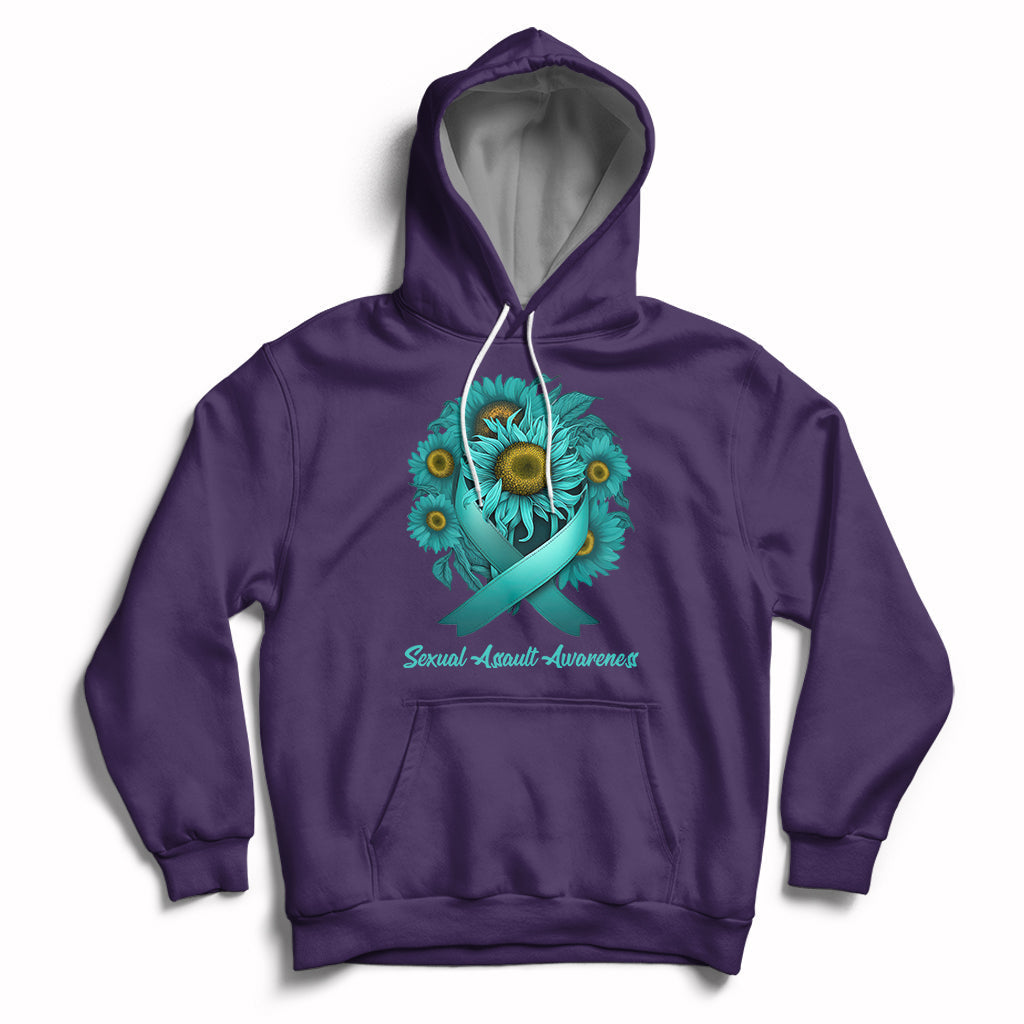 Sexual Assault Awareness Teal Sunflowers Ribbon End The Stigma, Sexual Assault Awareness Shirt Hoodie - Wonder Print Shop