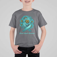 Sexual Assault Awareness T Shirt For Kid Teal Ribbon Sunflowers Support