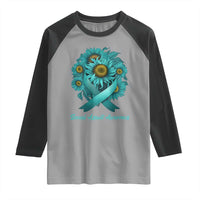 Sexual Assault Awareness Raglan Shirt Teal Ribbon Sunflowers Support
