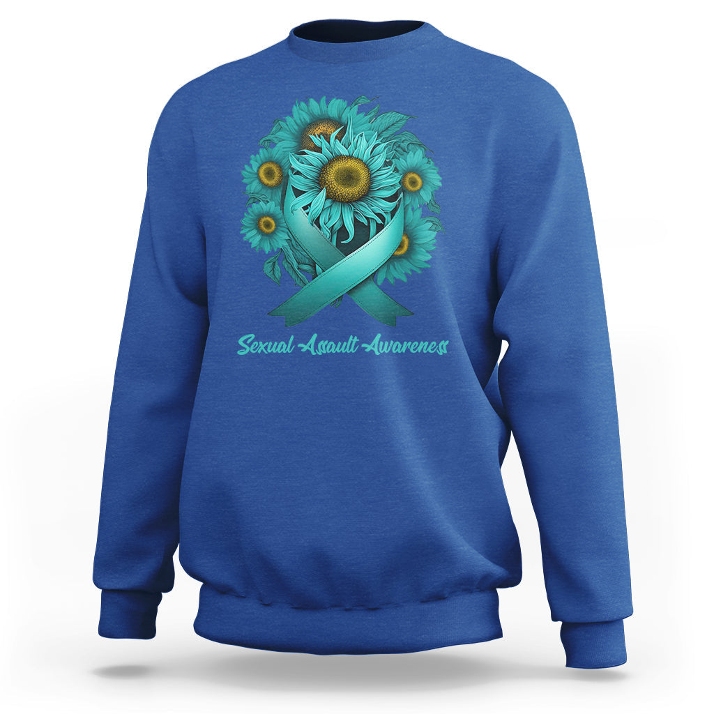 Sexual Assault Awareness Teal Sunflowers Ribbon End The Stigma, Sexual Assault Awareness Shirt Sweatshirt - Wonder Print Shop