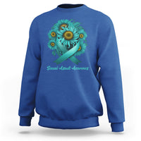 Sexual Assault Awareness Teal Sunflowers Ribbon End The Stigma, Sexual Assault Awareness Shirt Sweatshirt - Wonder Print Shop