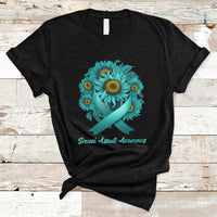 Sexual Assault Awareness Teal Sunflowers Ribbon End The Stigma, Sexual Assault Awareness Shirt T-Shirt - Wonder Print Shop