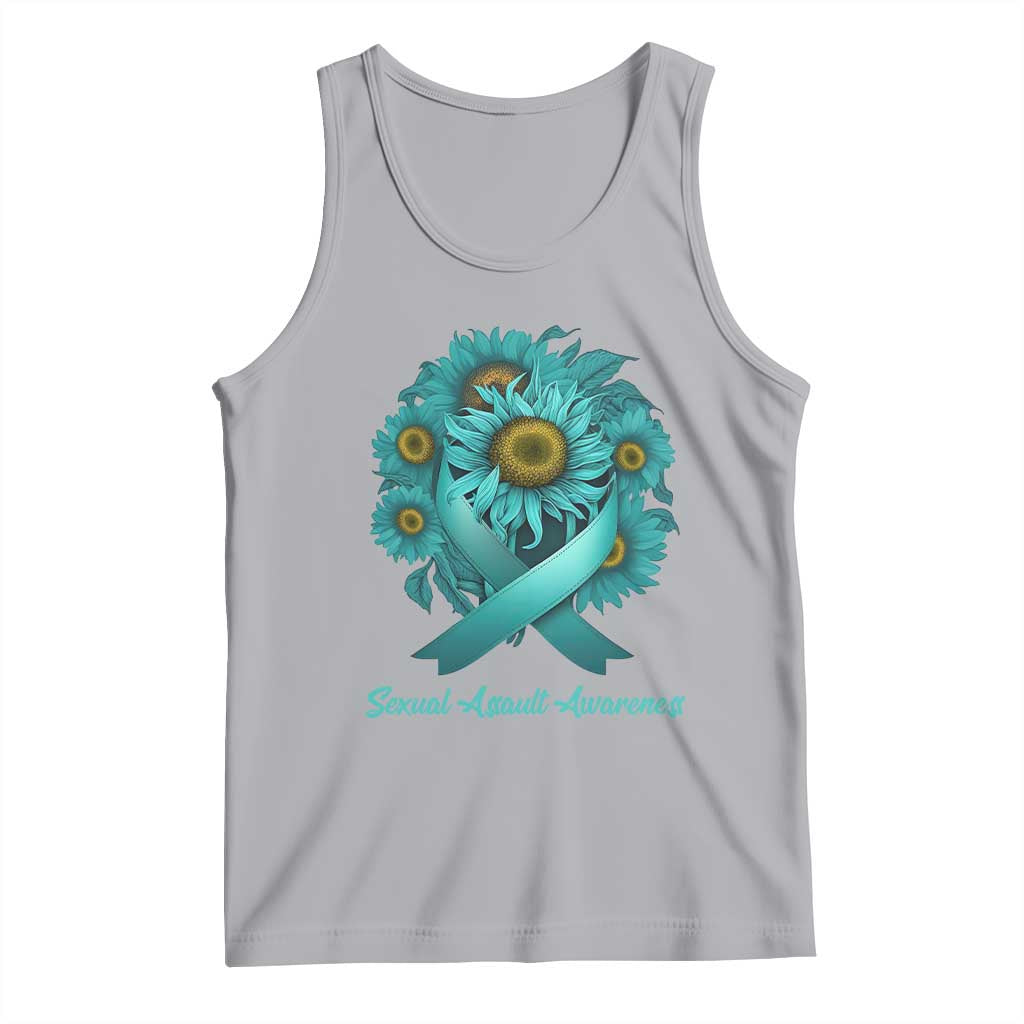 Sexual Assault Awareness Tank Top Teal Ribbon Sunflowers Support