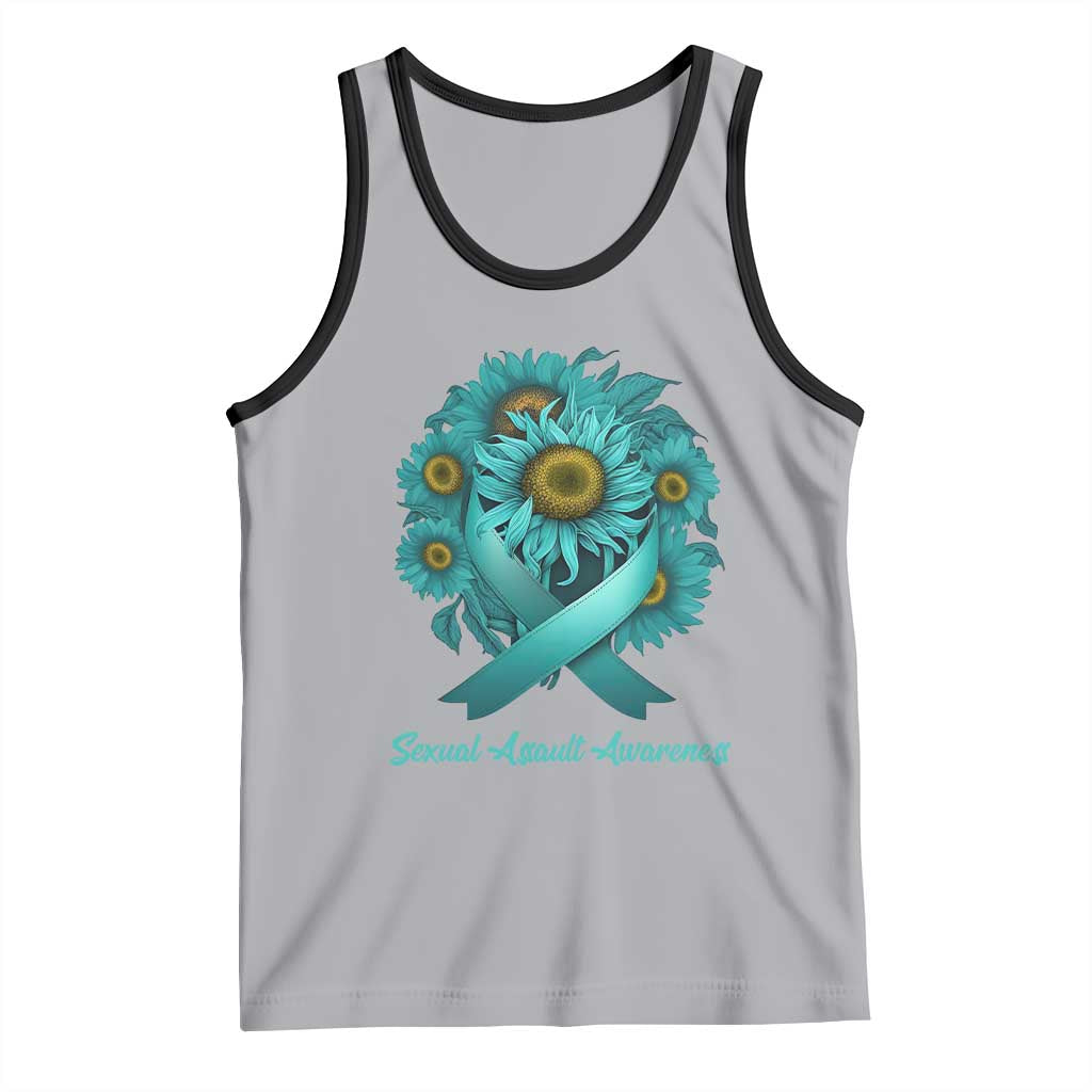 Sexual Assault Awareness Tank Top Teal Ribbon Sunflowers Support