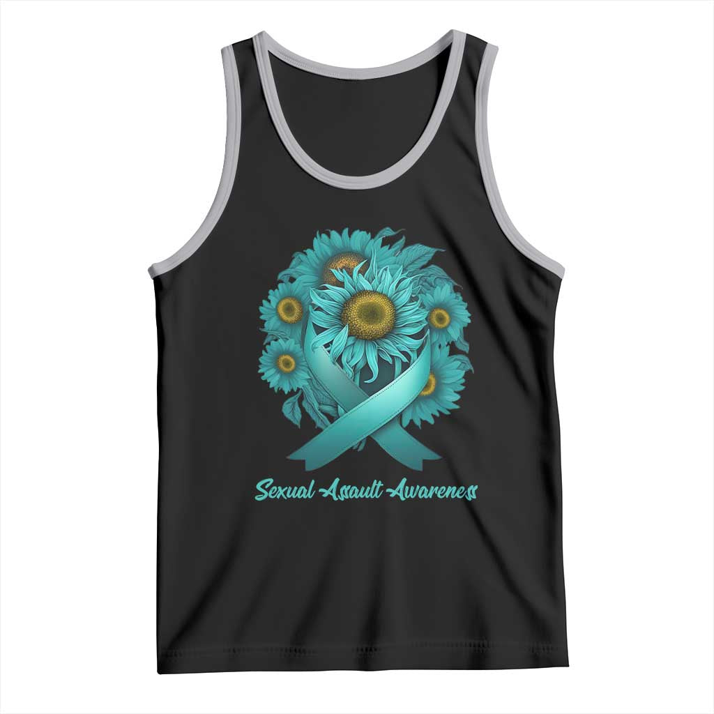 Sexual Assault Awareness Tank Top Teal Ribbon Sunflowers Support