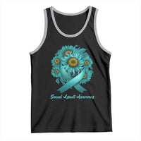 Sexual Assault Awareness Tank Top Teal Ribbon Sunflowers Support