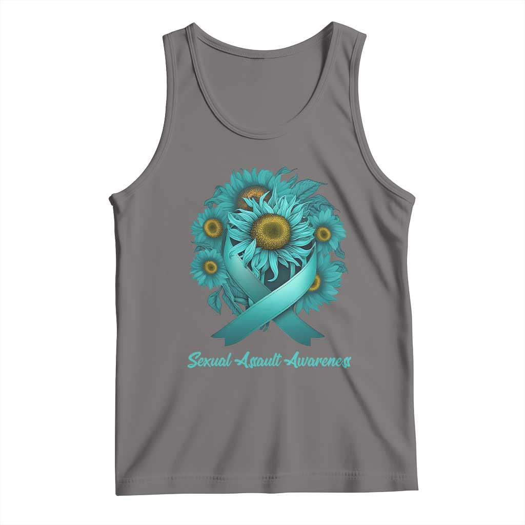 Sexual Assault Awareness Tank Top Teal Ribbon Sunflowers Support