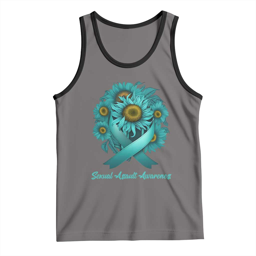 Sexual Assault Awareness Tank Top Teal Ribbon Sunflowers Support