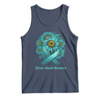 Sexual Assault Awareness Tank Top Teal Ribbon Sunflowers Support