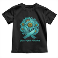 Sexual Assault Awareness Toddler T Shirt Teal Ribbon Sunflowers Support