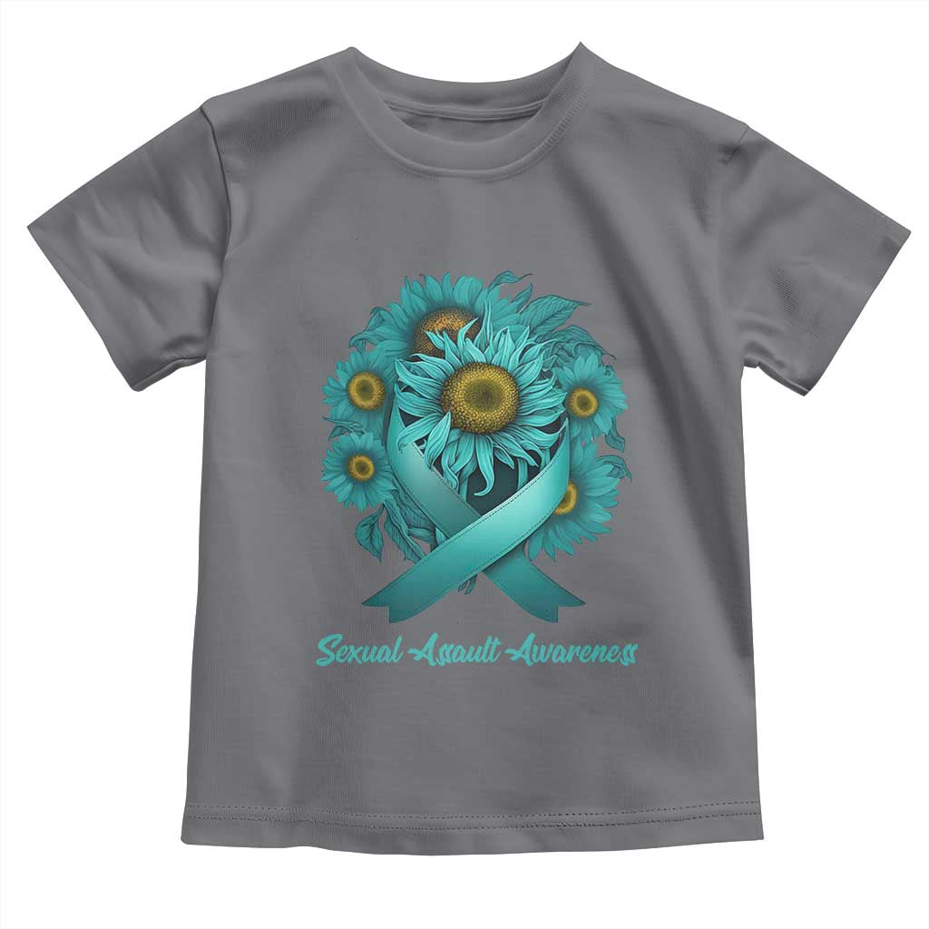Sexual Assault Awareness Toddler T Shirt Teal Ribbon Sunflowers Support