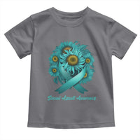 Sexual Assault Awareness Toddler T Shirt Teal Ribbon Sunflowers Support