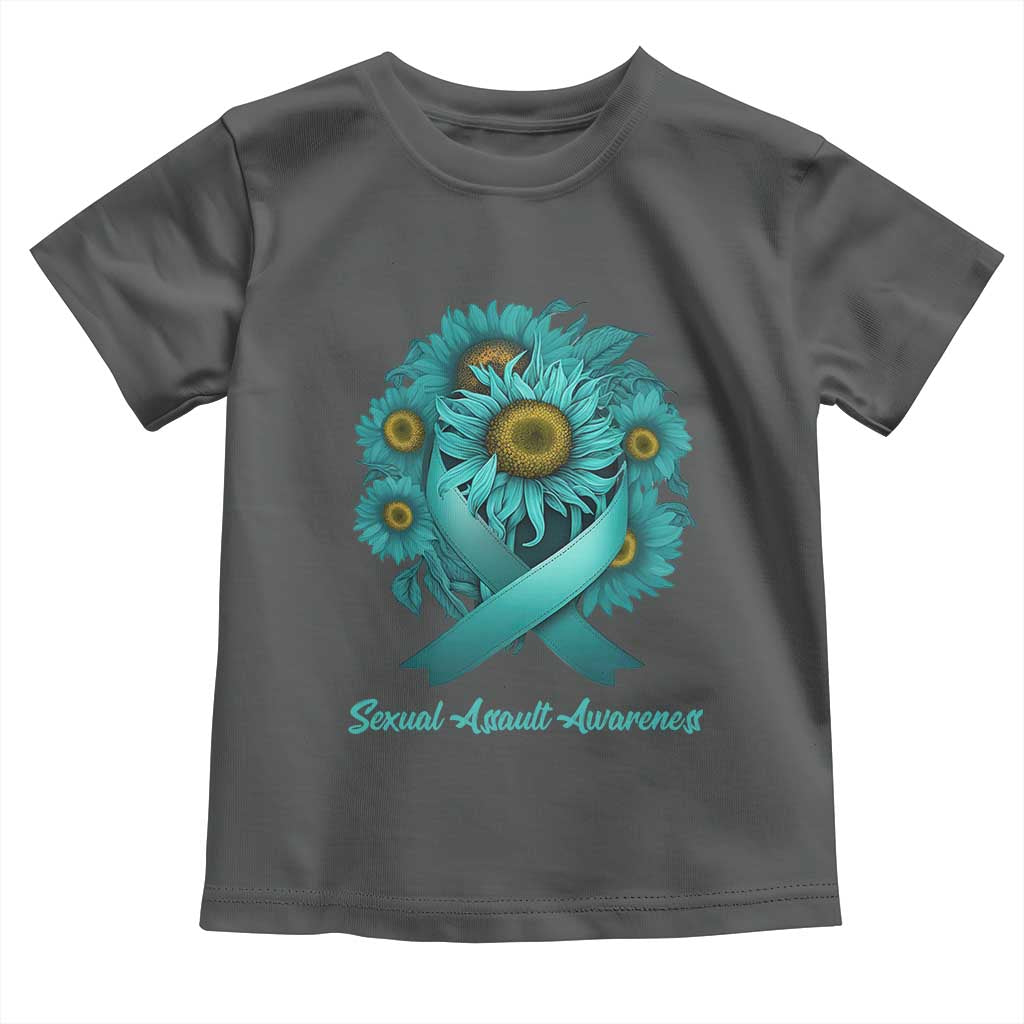Sexual Assault Awareness Toddler T Shirt Teal Ribbon Sunflowers Support